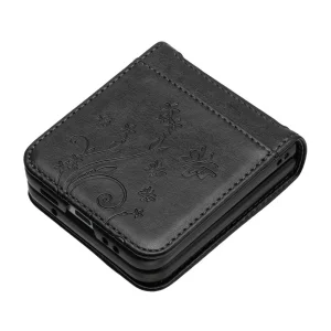 Калъф Тефтер Flower Imprinted Leather за Samsung Galaxy Z Flip7 5G, черен 4