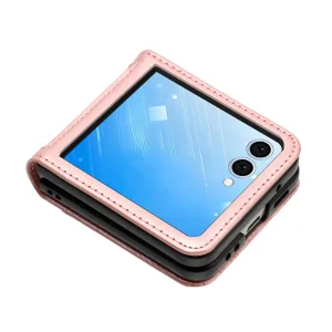 Калъф Тефтер Flower Imprinted Leather за Samsung Galaxy Z Flip7 5G, Розов 3