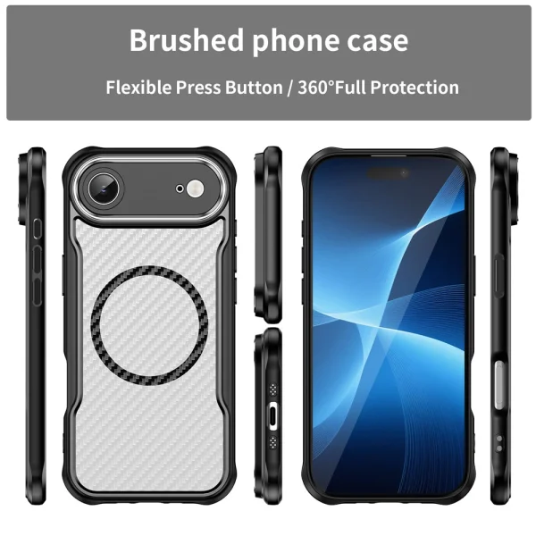 Калъф MagSF Hybrid Carbon за iPhone 17 Air, черен 3