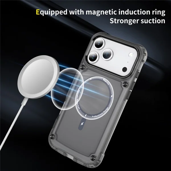 Shockproof case MagSF Skin Touch for iPhone 18 Pro Max, black-transparent 2