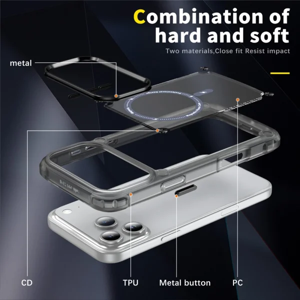 Shockproof case MagSF Skin Touch for iPhone 18 Pro Max, black-transparent 4