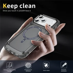 Shockproof case MagSF Skin Touch for iPhone 18 Pro, transparent-black 3