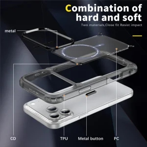 Shockproof case MagSF Skin Touch for iPhone 18 Pro, transparent-black 5