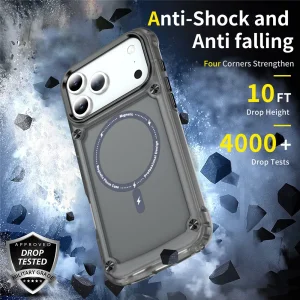 Shockproof case MagSF Skin Touch for iPhone 18 Pro, transparent-black 4