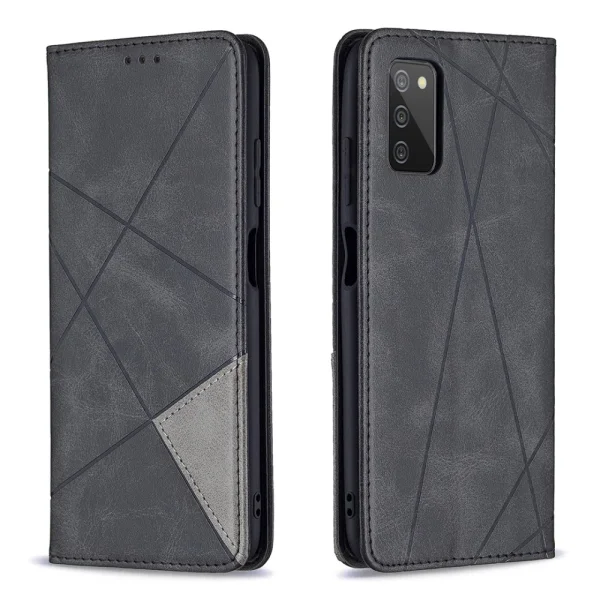 Leather Prismatic Flip Case for Samsung Galaxy A03s, Black 2