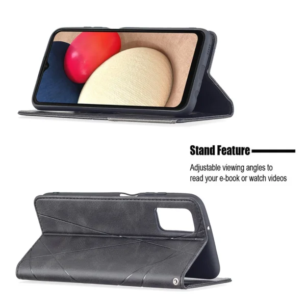 Leather Prismatic Flip Case for Samsung Galaxy A03s, Black 3