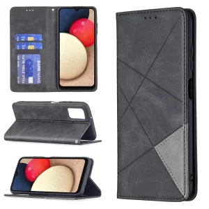 Leather Prismatic Flip Case for Samsung Galaxy A03s, Black 4