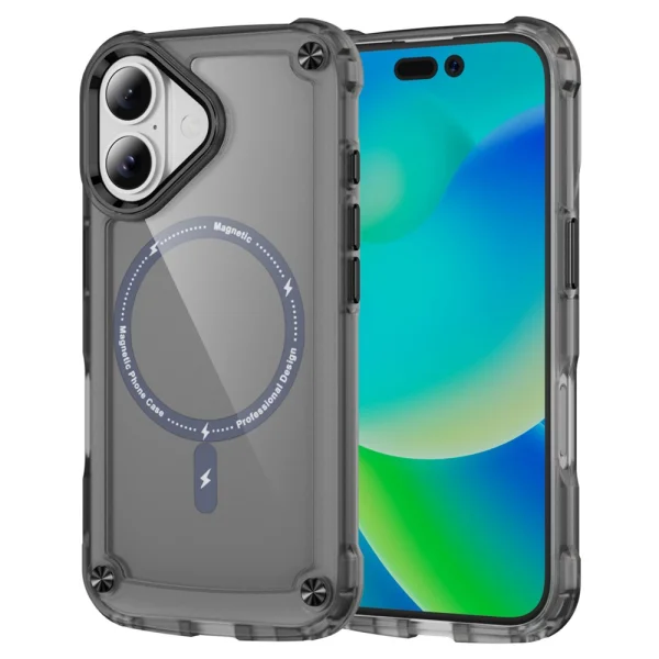 Удароустойчив калъф MagSF Skin Touch за iPhone 17, черен-прозрачен 1