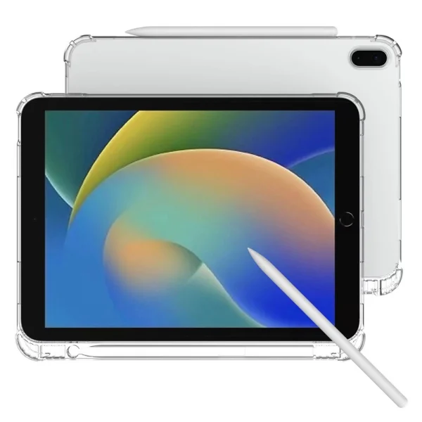 Силиконов калъф Reinforced Corner with Pencil Holder за iPad (2025) / iPad 10.9 (2022), прозрачен 2