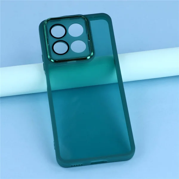 Frame Electroplated Silicone Case for Honor 400 Smart 5G / X7d 5G, green-transparent 5