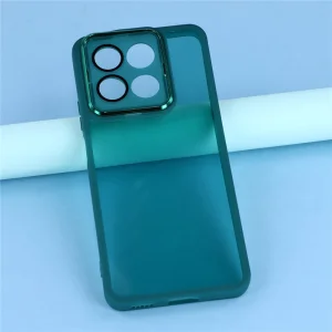 Frame Electroplated Silicone Case for Honor 400 Smart 5G / X7d 5G, green-transparent 5