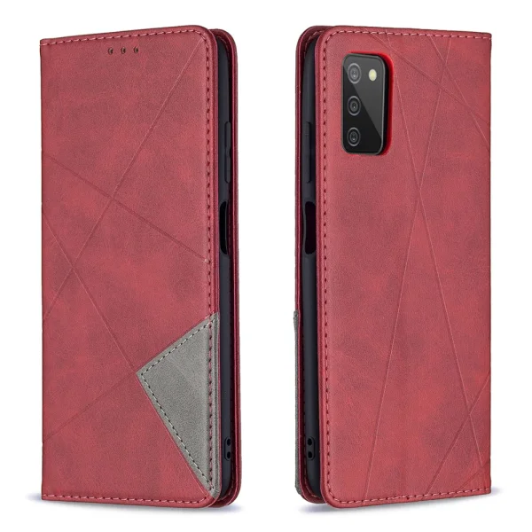 Калъф Тефтер Leather Prismatic за Samsung Galaxy A03s, Червен 2