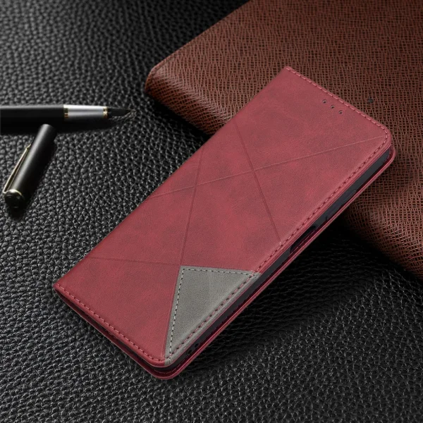 Калъф Тефтер Leather Prismatic за Samsung Galaxy A03s, Червен 6