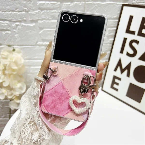Калъф Retro Rhombus за Samsung Galaxy Z Flip7 5G, розов 2