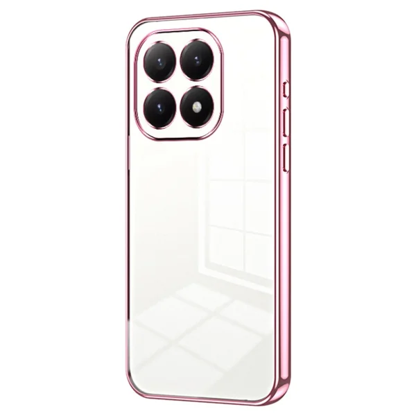 Силиконов калъф Electroplating Frame за Xiaomi 15T, прозрачен - розов 1