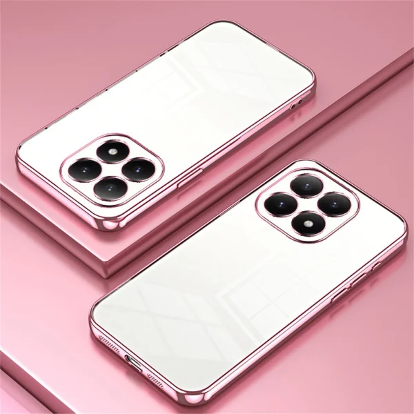 Силиконов калъф Electroplating Frame за Xiaomi 15T, прозрачен - розов 2