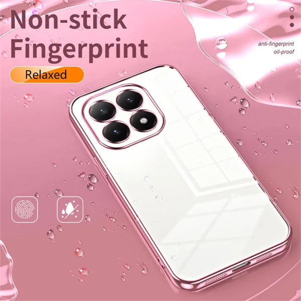 Силиконов калъф Electroplating Frame за Xiaomi 15T, прозрачен - розов 3