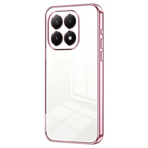 Силиконов калъф Electroplating Frame за Xiaomi 15T, прозрачен - розов