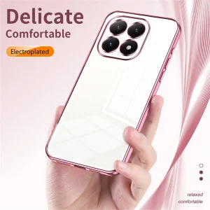 Силиконов калъф Electroplating Frame за Xiaomi 15T, прозрачен - розов 4