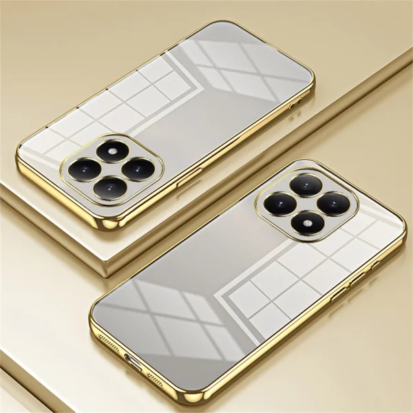 Silicone case Electroplating Frame for Xiaomi 15T, transparent- gold 2