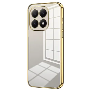 Силиконов калъф Electroplating Frame за Xiaomi 15T, прозрачен- златист