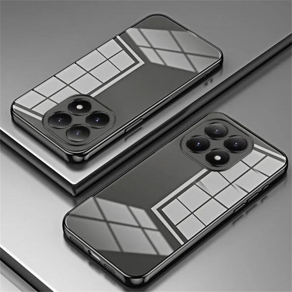 Силиконов калъф Electroplating Frame за Xiaomi 15T, прозрачен -черен 2