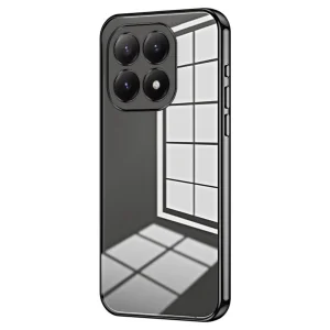 Силиконов калъф Electroplating Frame за Xiaomi 15T, прозрачен -черен