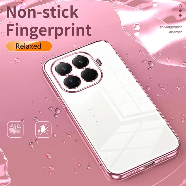 Силиконов калъф Electroplating Frame за Xiaomi 15T Pro, прозрачен -розов 4
