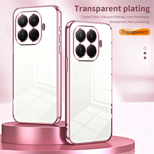 Силиконов калъф Electroplating Frame за Xiaomi 15T Pro, прозрачен -розов 3