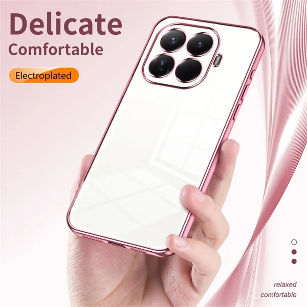 Силиконов калъф Electroplating Frame за Xiaomi 15T Pro, прозрачен -розов 5