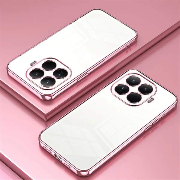 Силиконов калъф Electroplating Frame за Xiaomi 15T Pro, прозрачен -розов 2