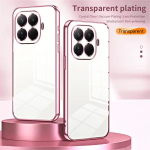 Силиконов калъф Electroplating Frame за Xiaomi 15T Pro, прозрачен -розов 3