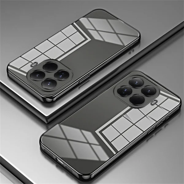 Силиконов калъф Electroplating Frame за Xiaomi 15T Pro, прозрачен-черен 2