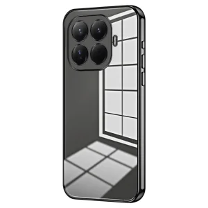 Силиконов калъф Electroplating Frame за Xiaomi 15T Pro, прозрачен-черен
