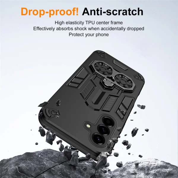 Shockproof case Ring Holder Kickstand for Samsung Galaxy A56 5G, black 6