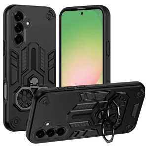 Удароустойчив калъф Ring Holder Kickstand за Samsung Galaxy A56 5G, черен