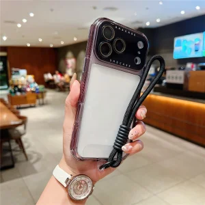 Удароустойчив калъф Colorful Frame and Strap за iPhone 18 Pro, Черен