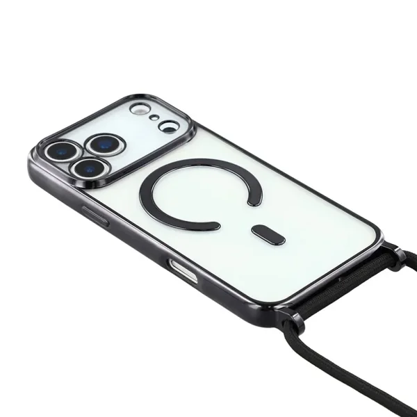 Силиконов калъф MagSafe Electroplating за iPhone 18 Pro, черен 2