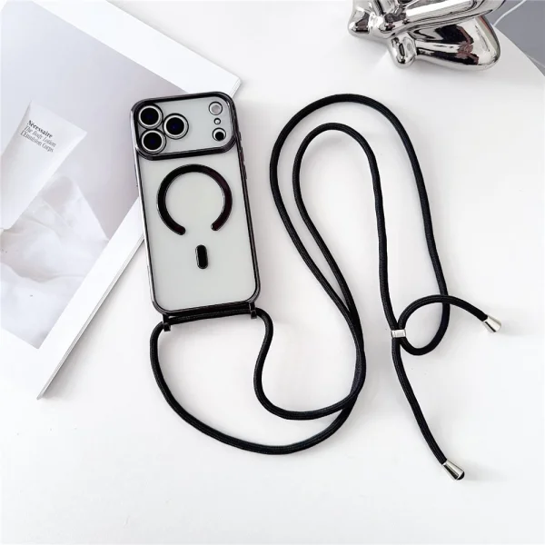 Силиконов калъф MagSafe Electroplating за iPhone 18 Pro, черен 4