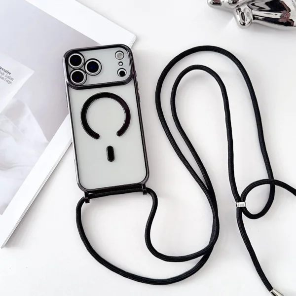 Силиконов калъф MagSafe Electroplating за iPhone 18 Pro, черен 3