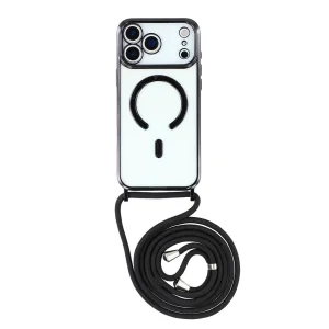 Силиконов калъф MagSafe Electroplating за iPhone 18 Pro, черен
