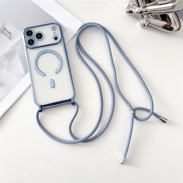 MagSafe Electroplating silicone case for iPhone 18 Pro, blue 2