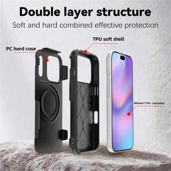 Shockproof Case Anti-drop MagSf for iPhone 18 Pro, black 5