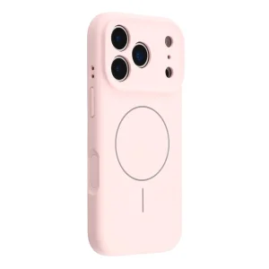 Удароустойчив калъф MagSF Slim Silicone за iPhone 18 Pro, Розов