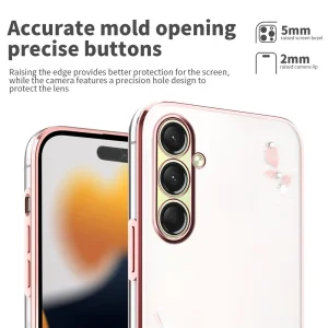 Силиконов калъф KADEM Flower Rhinestone за Samsung Galaxy A17 5G / A17 4G, розов-златист 4