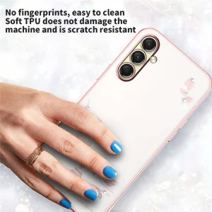 Силиконов калъф KADEM Flower Rhinestone за Samsung Galaxy A17 5G / A17 4G, розов-златист 5