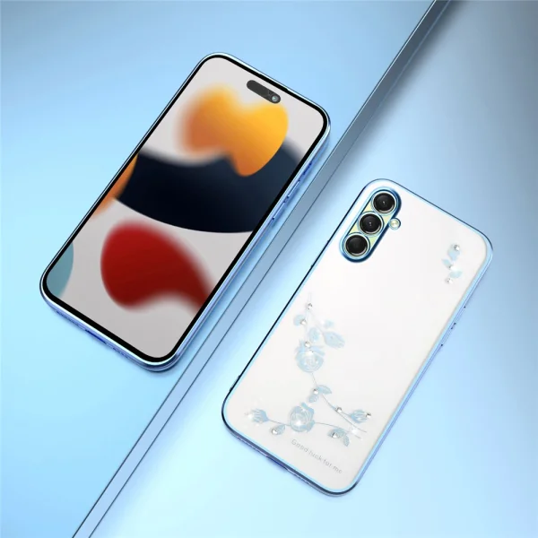 Силиконов калъф KADEM Flower Rhinestone за Samsung Galaxy A17 5G / A17 4G, Син 6