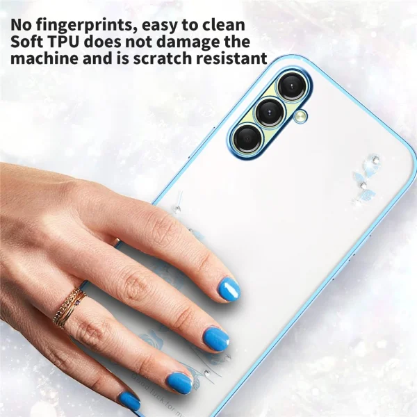 Силиконов калъф KADEM Flower Rhinestone за Samsung Galaxy A17 5G / A17 4G, Син 5
