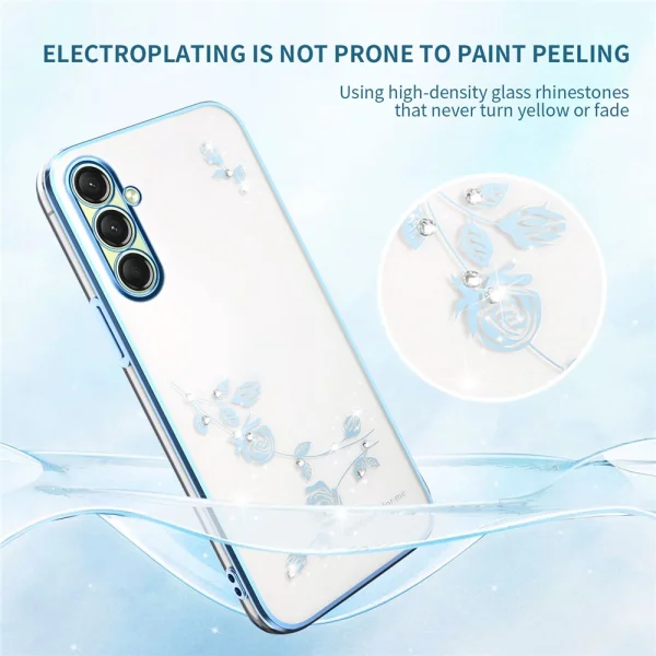 Силиконов калъф KADEM Flower Rhinestone за Samsung Galaxy A17 5G / A17 4G, Син 4