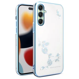Силиконов калъф KADEM Flower Rhinestone за Samsung Galaxy A17 5G / A17 4G, Син